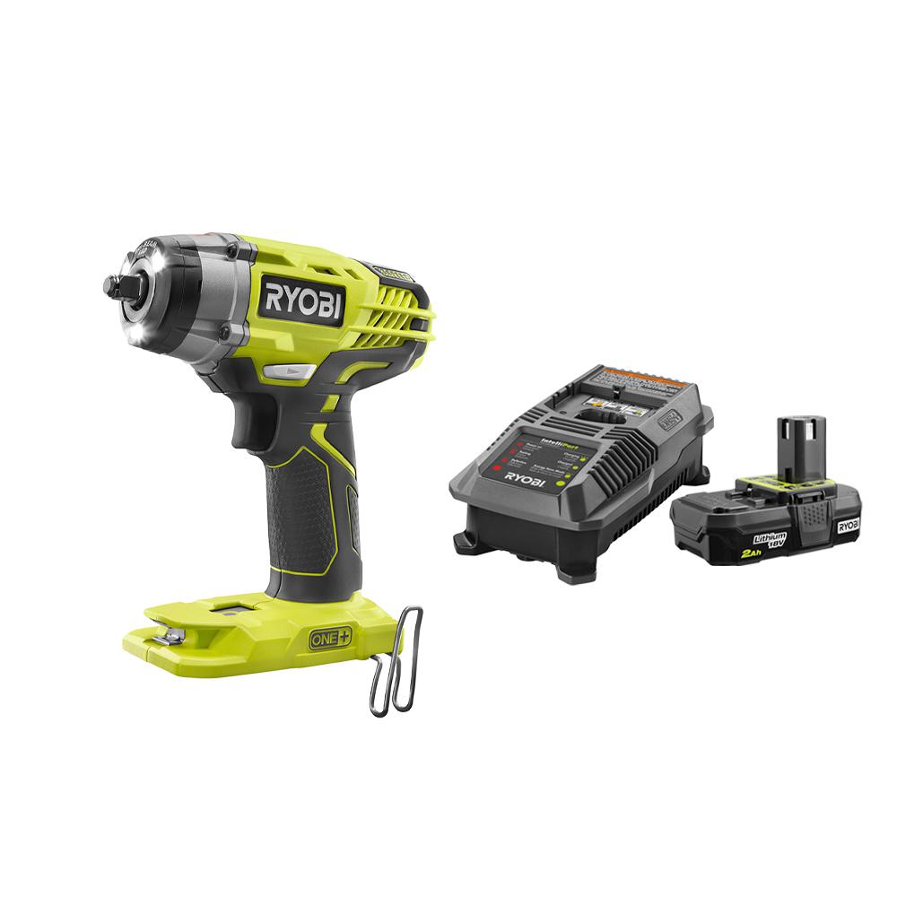 RYOBI 18-Volt ONE+ Cordless 3/8 in. 3-Speed Impact Wrench with Lithium ...