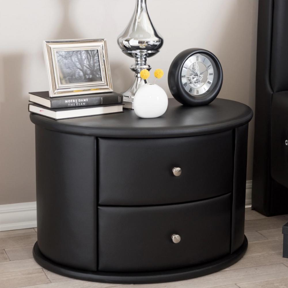 Baxton Studio Chevron 3Drawer Silver Mirrored Nightstand288626733HD