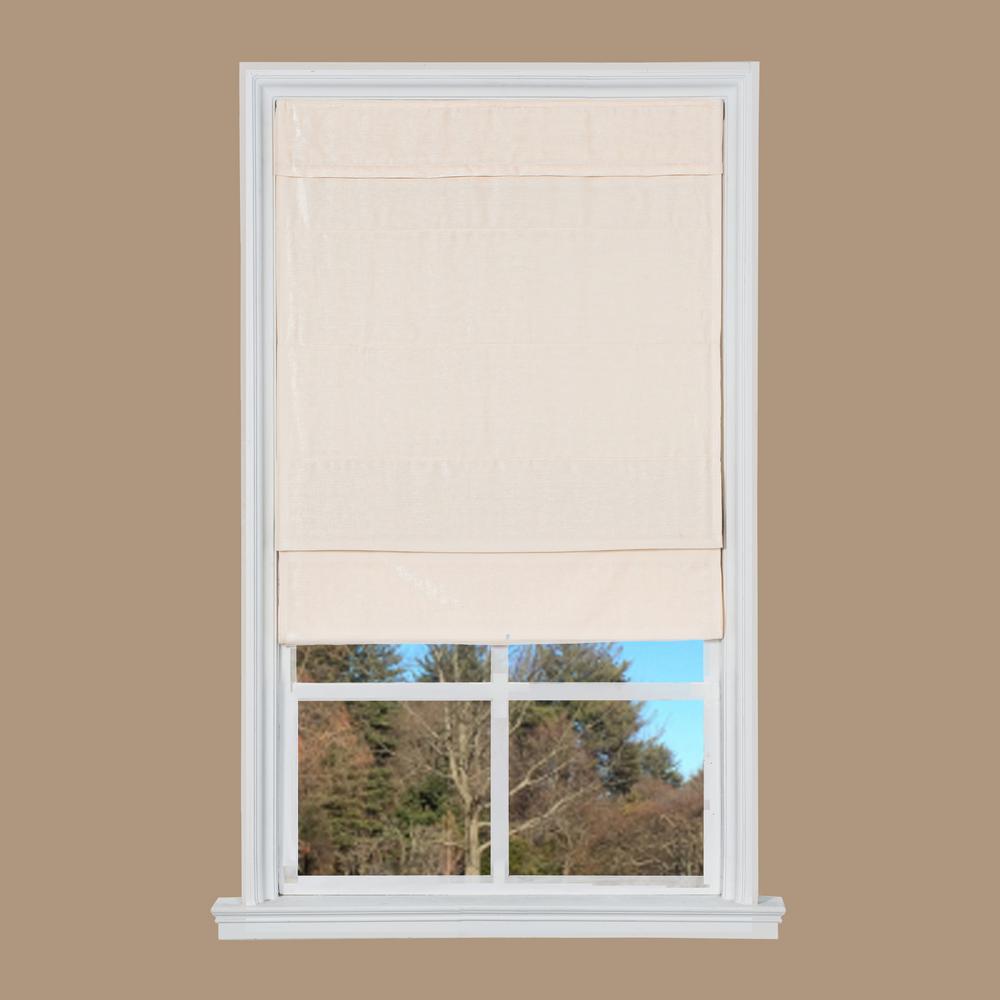 Ivory Velveteen Cordless Roman Shade 27 in. W x 64 in. LNFVA2764