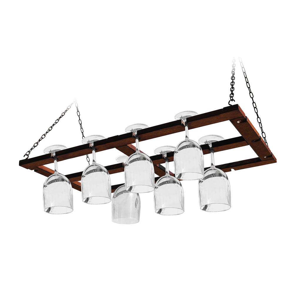 Epicureanist Wood Ceiling Hanging Wine Glas Rack Ep