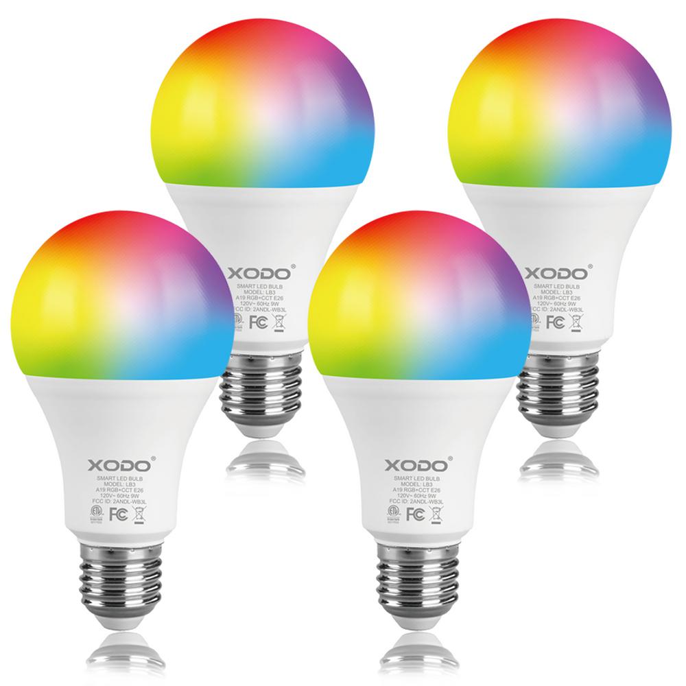 60-Watt Equivalent 80 A19 Dimmable Smart LED Light Bulb Multi-Color (4-Pack)