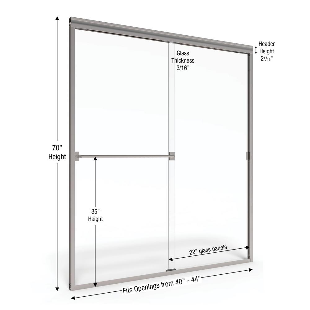 Basco Classic 44 In X 70 In Semi Frameless Sliding Shower Door