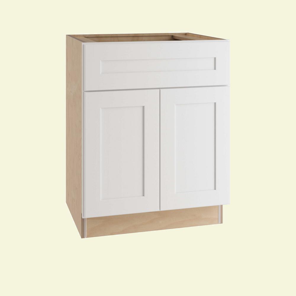 Home Decorators Collection Newport Assembled 24 X 34 5 X 21 In Plywood Shaker Vanity Sink Base Cabinet Soft Close In Painted Pacific White Vsb2421 Npw The Home Depot