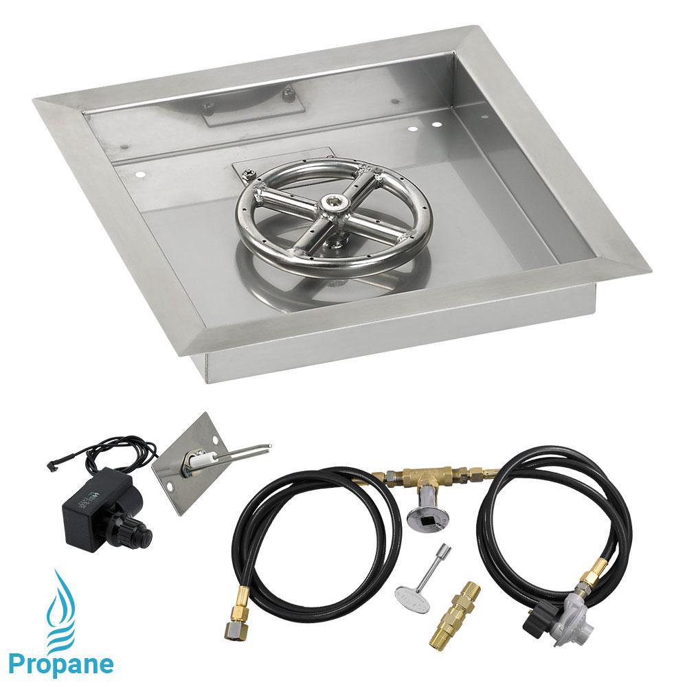 American Fire Glass 12 In Sq Stainless Steel Drop Pan With American Fire Glass 12 In Sq Stainless Steel Drop Pan With Spark