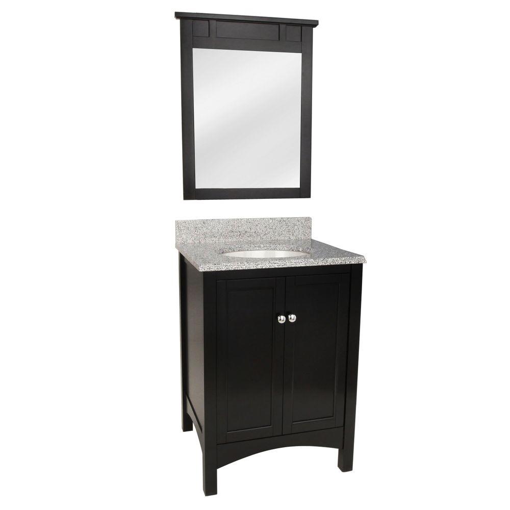Home Decorators Collection Haven 25 In Vanity Espresso With Napoli Granite Top And Mirror White Sink