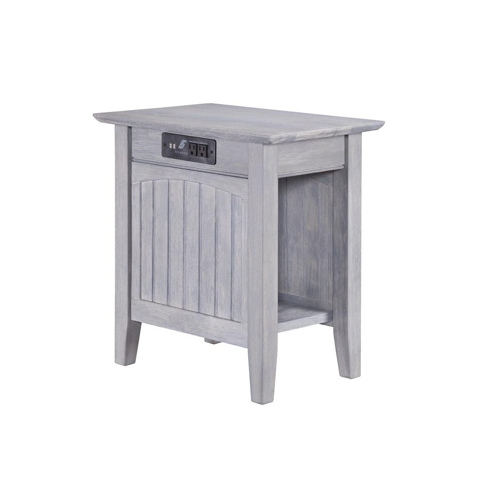 Atlantic Furniture Nantucket Driftwood Chair Side Table With Charging Station Ah13318 The Home Depot