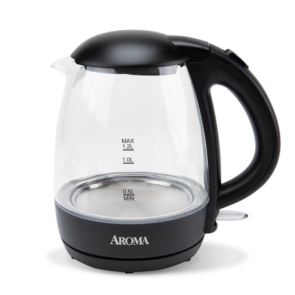 AROMA 5-Cup Black Glass Corded Electric 