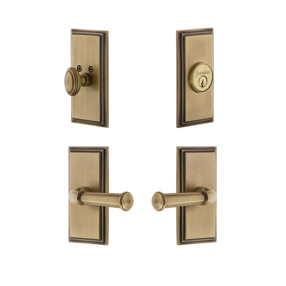 Grandeur Carre Plate 2-3/4 in. Backset Vintage Brass Georgetown Door ... Grandeur Carre Plate 2-3/4 in. Backset Vintage Brass Georgetown Door ...