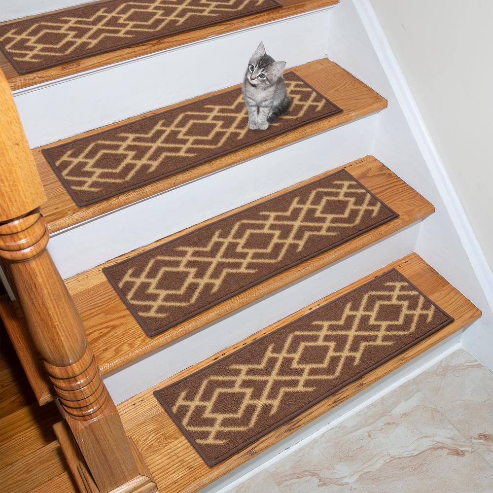 Ottomanson Ottohome Collection Brown 9 in. x 26 in. Polypropylene Stair