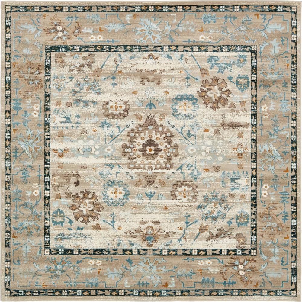 Unique Loom Cambridge Beige 6' x 6' Square Rug-3130896 - The Home Depot