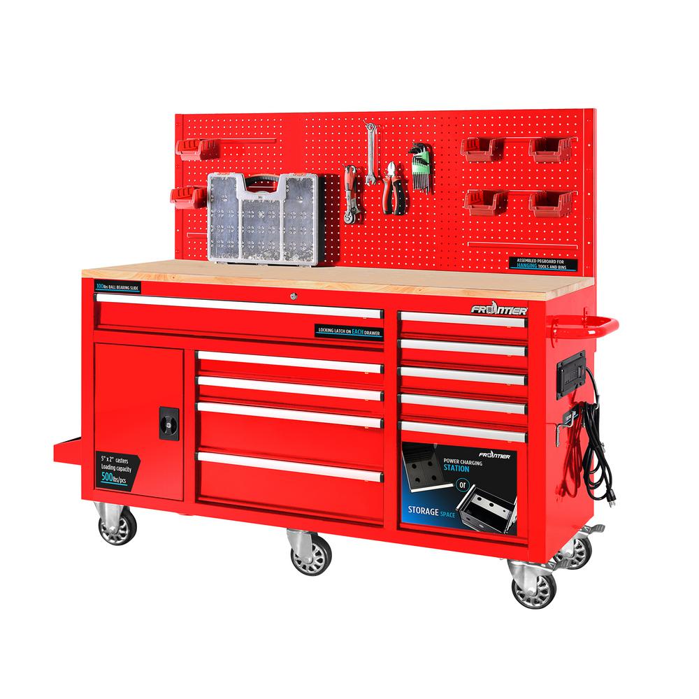 Husky 72 In. 18-Drawer Mobile Workbench With Adjustable-Height Solid ...