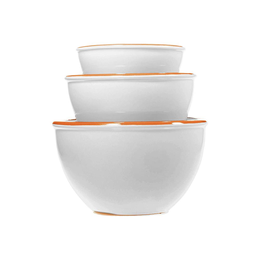 HOME ESSENTIALS & BEYOND 3-Piece Terracotta White Mixing Bowl Set-80427