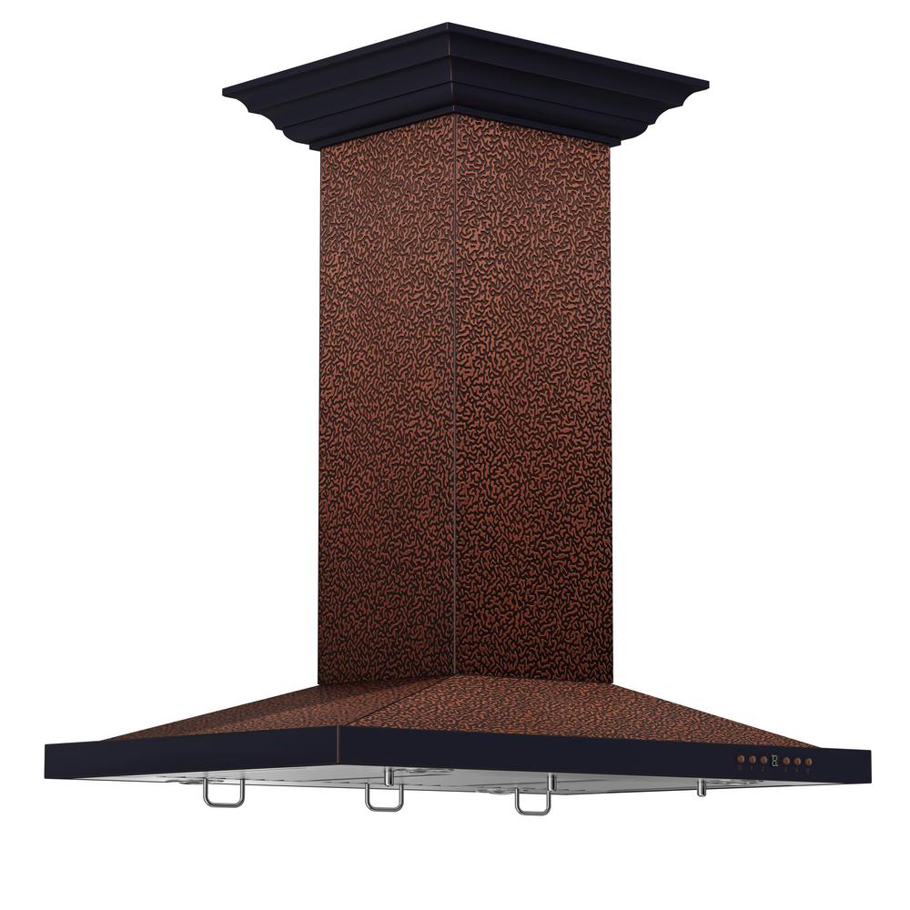 Zline Kitchen And Bath 36 In Island Mount Range Hood Island Mount Range Hood In Embossed Copper