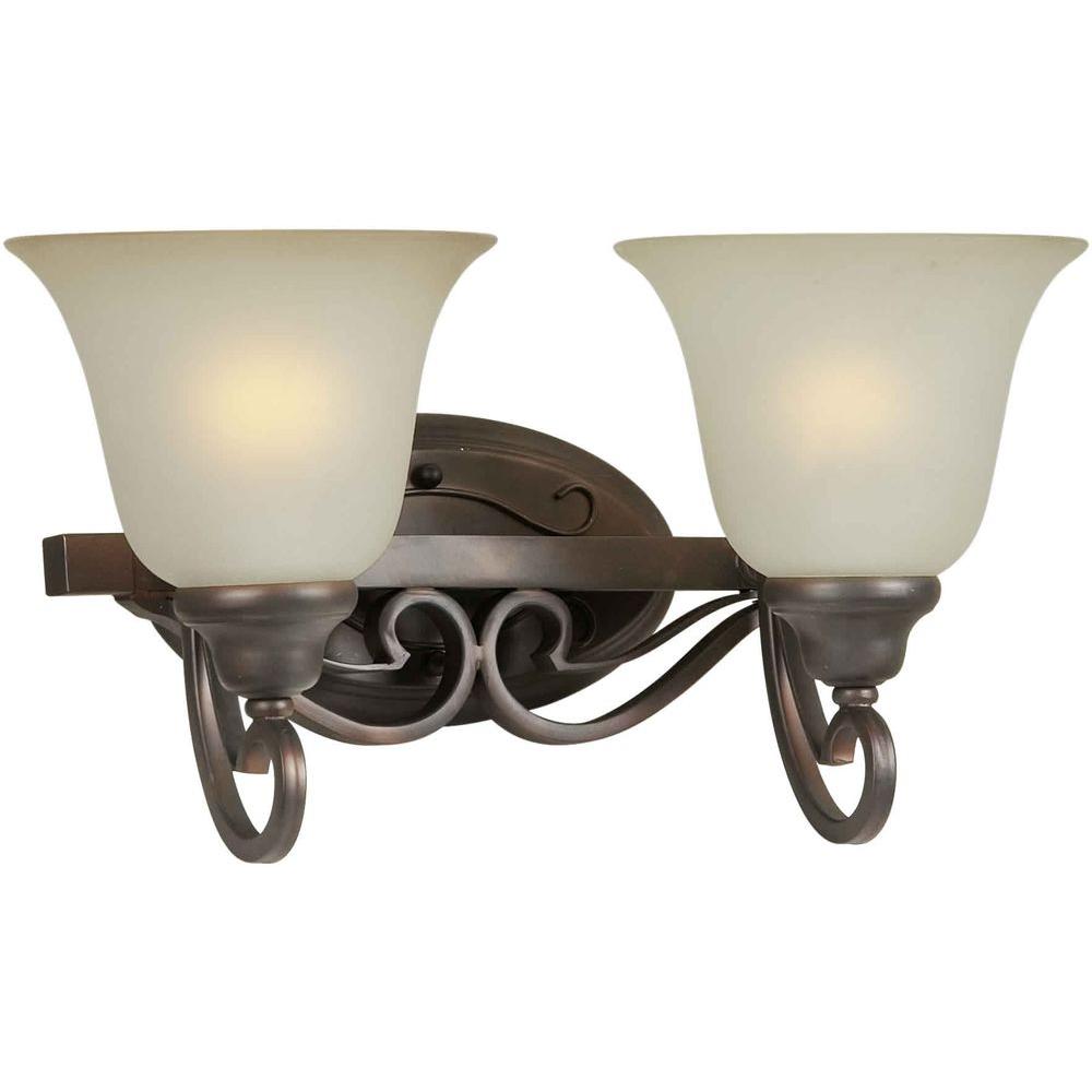 Talista 2Light Antique Bronze Bath Vanity Light with Shaded Umber