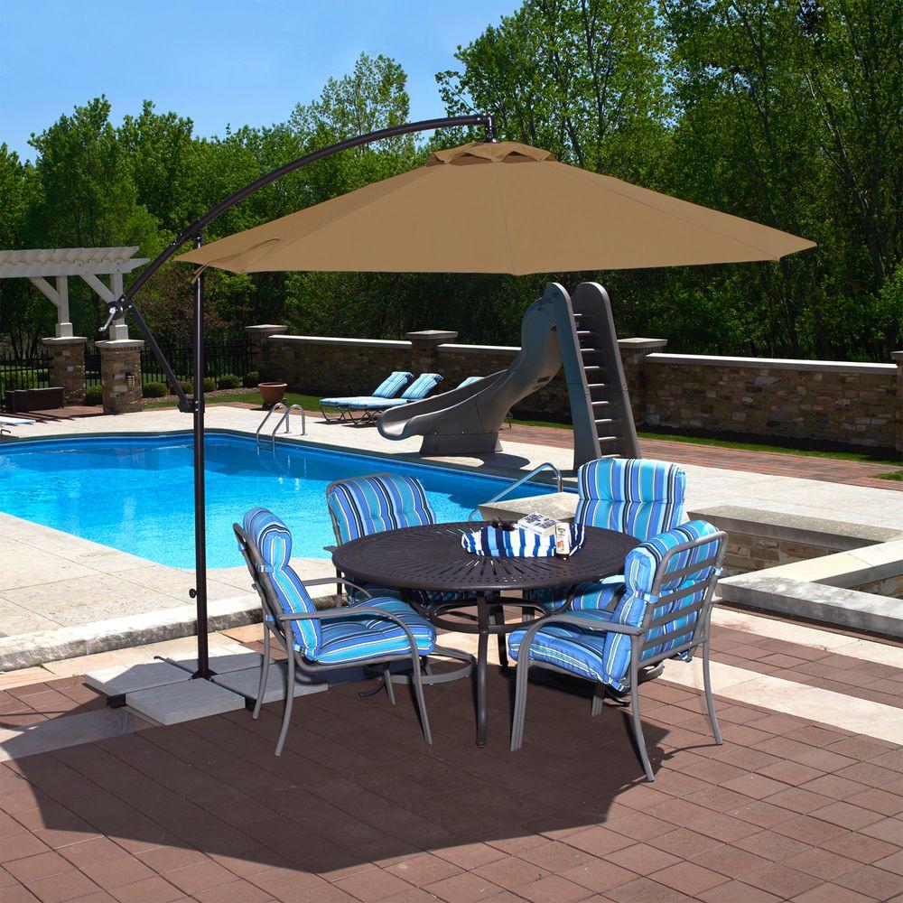 Octagonal Cantilever Patio Umbrella In Stone Olefin Octagonal Cantilever Patio Umbrella In Stone Olefin