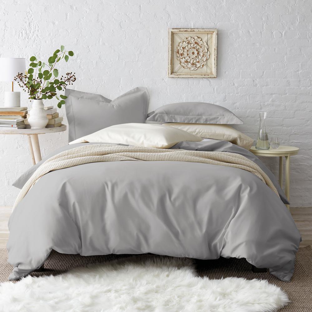 The Company Store Silver Solid Wrinkle Free Sateen King Duvet