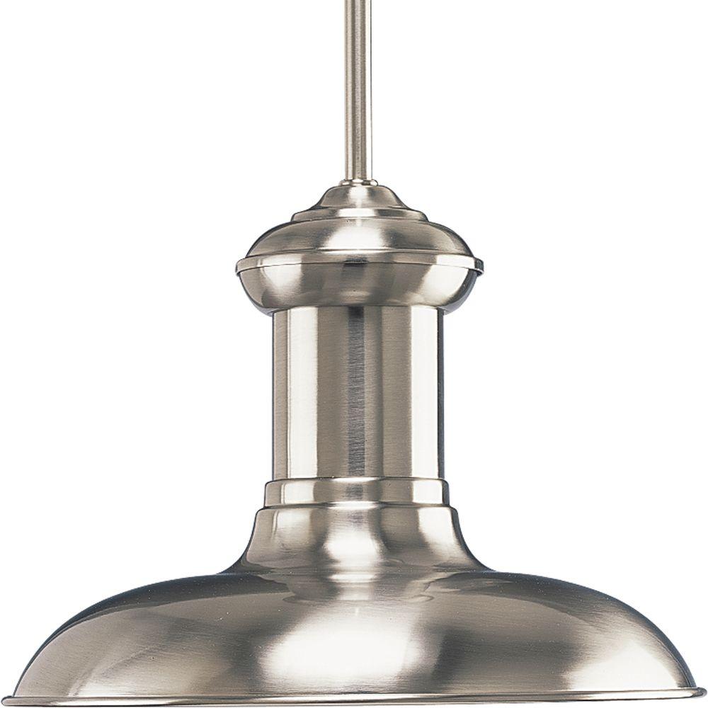 Progress Lighting Brookside Collection 1 Light Brushed Nickel Mini Brookside Collection 1 Light Brushed Nickel Mini Pendant With Metal Shade