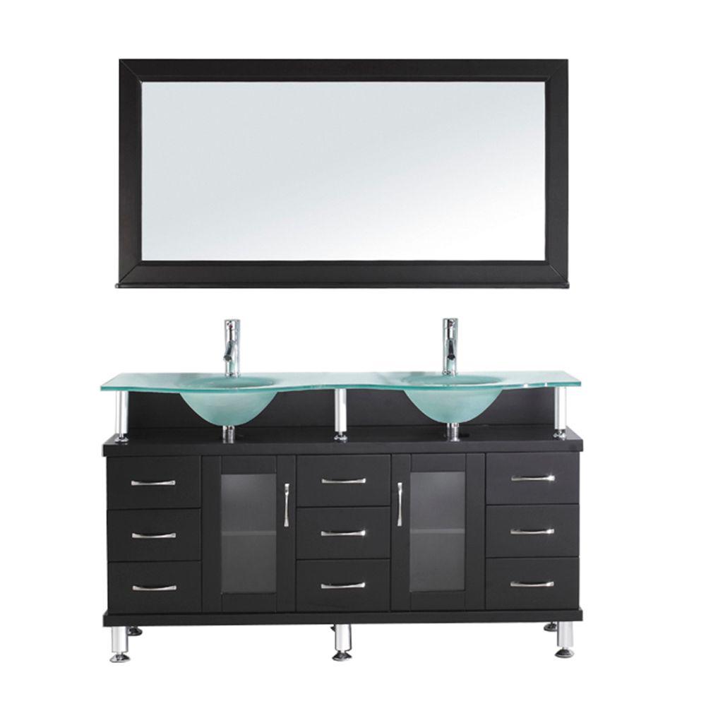 Virtu Usa Vincente Rocco 60 In W Bath Vanity Espresso With Gl W Bath Vanity In Espresso With Gl Top