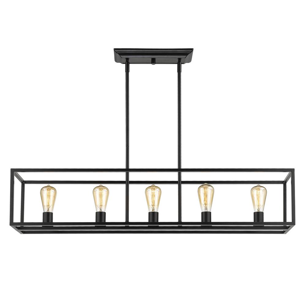 Golden Lighting Wesson 5 Light Black Chandelier 2072 Lp Blk The Golden Lighting Wesson 5 Light Black
