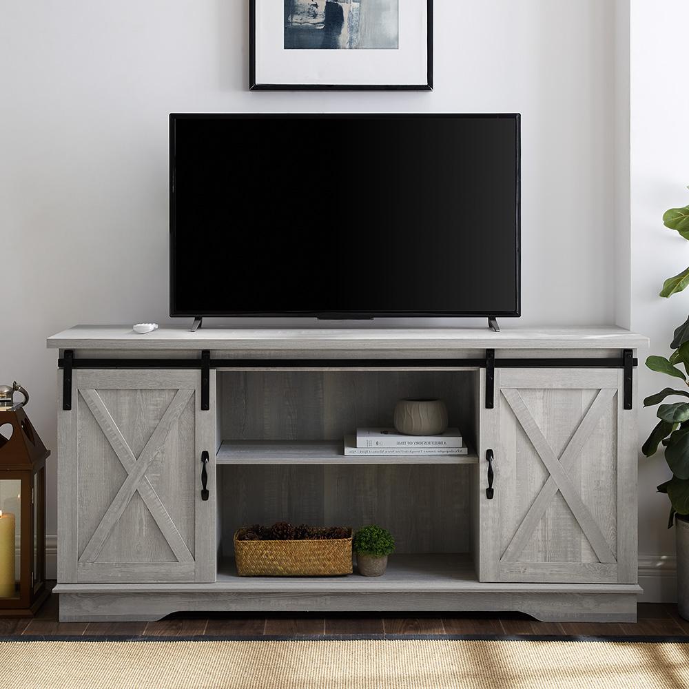 Walker Edison Furniture Company 58 in. Stone Grey Sliding ...