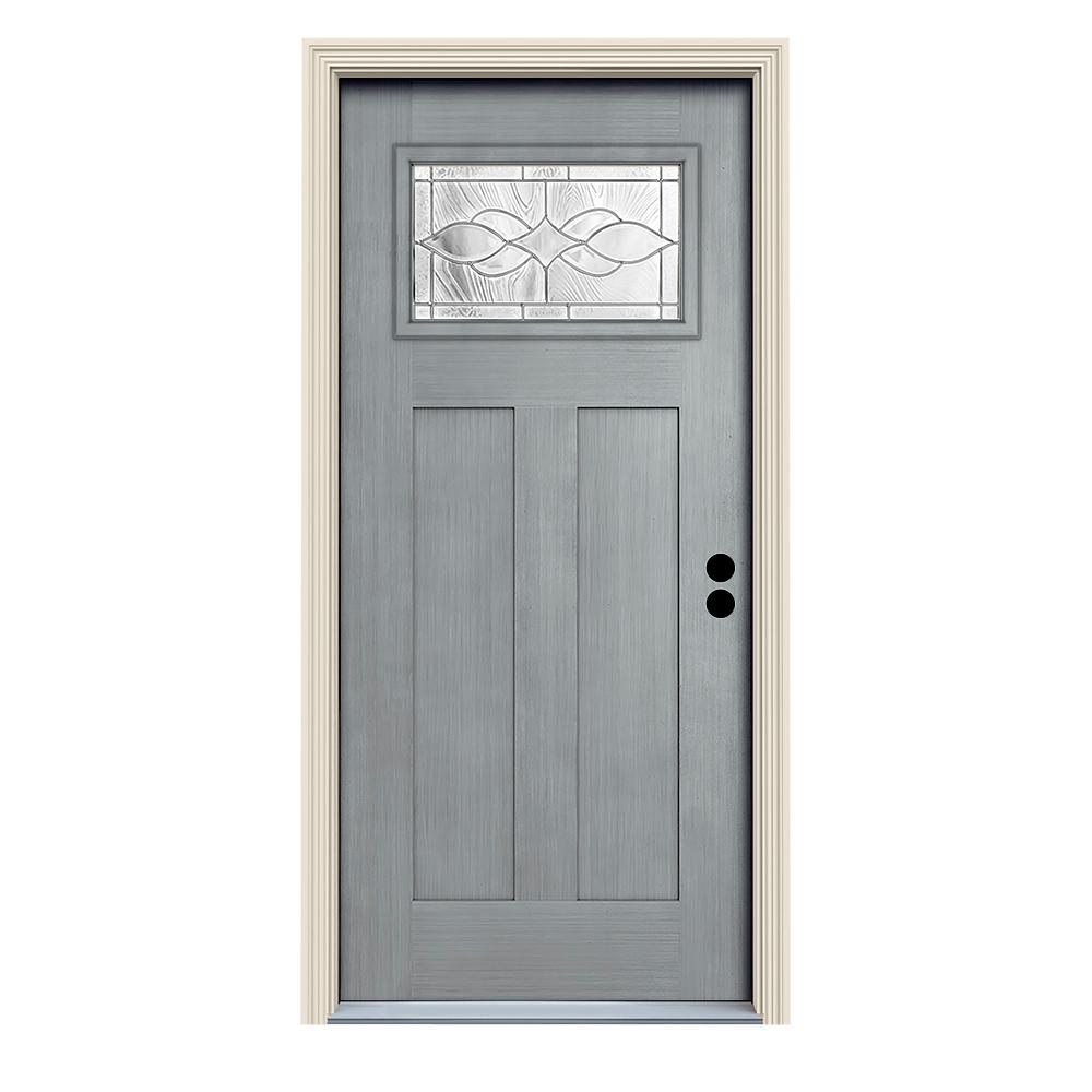 JELDWEN 36 in. x 80 in. Stone LeftHand 1Lite Craftsman JELDWEN 36 in. x 80 in. Stone LeftHand 1Lite Craftsman