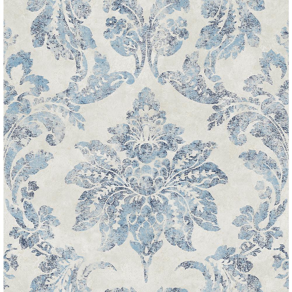 Chesapeake 56 4 Sq Ft Astor Blue Damask Wallpaper 3114 003352 Astor Blue Damask Wallpaper