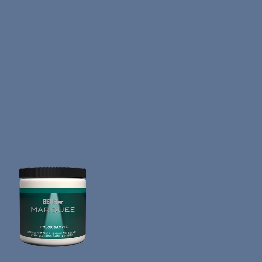 Behr Marquee 8 Oz Ppu14 18 Laguna Blue One Coat Hide Semi Gloss Ppu14 18 Laguna Blue One Coat Hide Semi Gloss Enamel Interior Exterior Paint And Primer In Sample