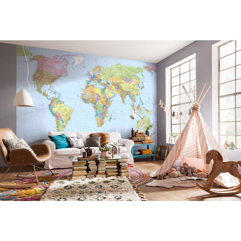 Komar 145 In. H X 98 In. W World Map Wall Mural-XXL4-038 - The Home Depot