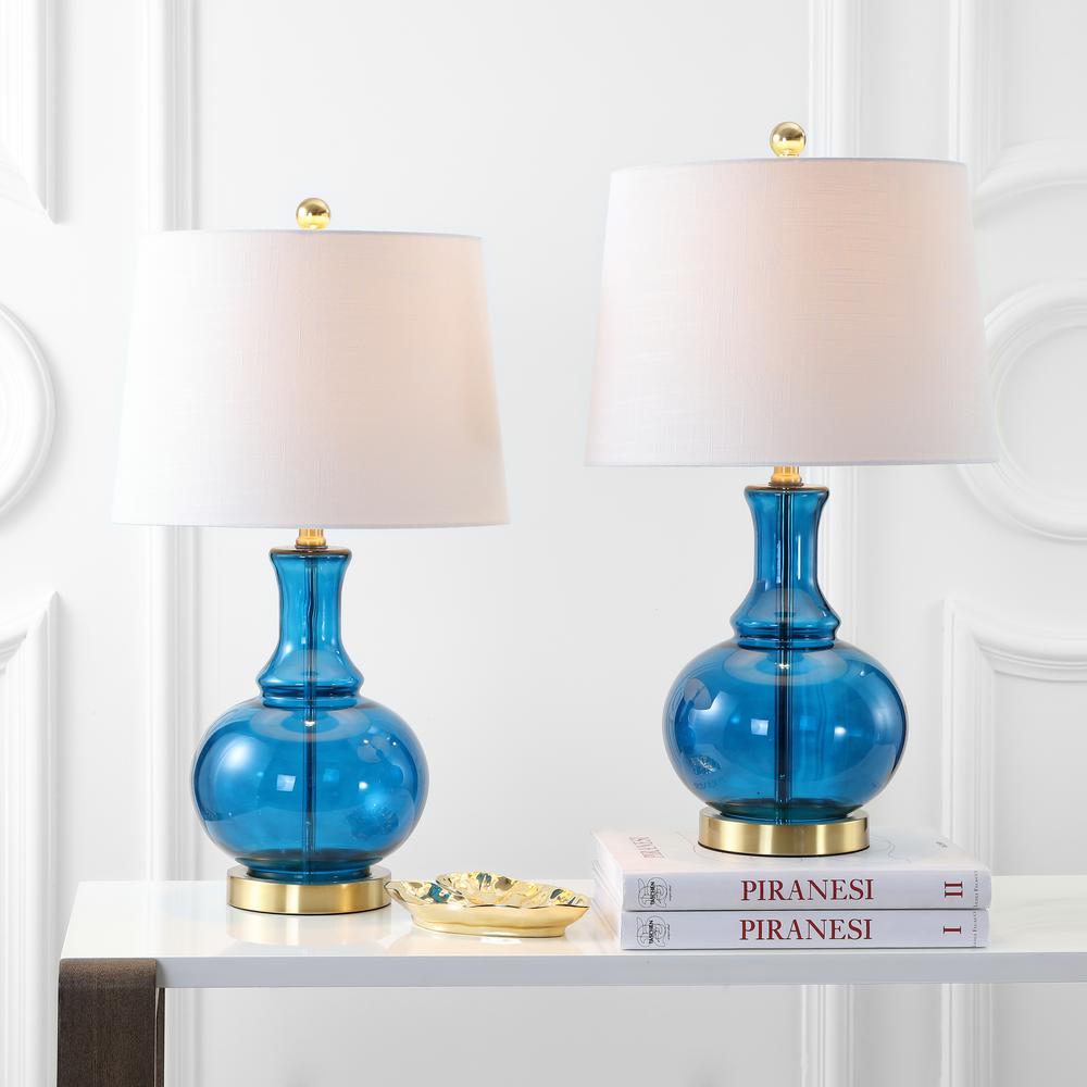 teal and gold lamp