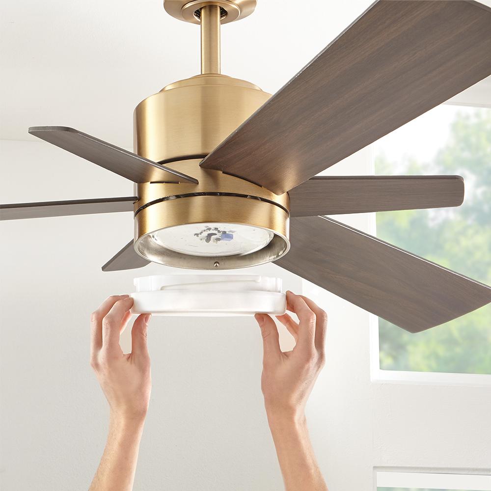 Home Decorators Collection Hexton 52 In Led Indoor Brushed Gold Ceiling Fan With Light Kit And Remote Control 56024 The Home Depot