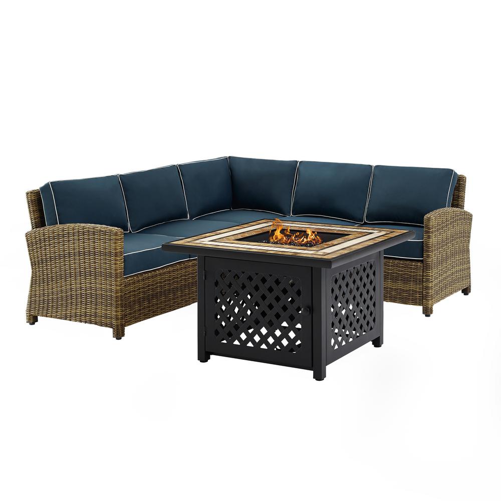 Crosley Bradenton 4 Piece Wicker Patio Fire Pit Conversation Set