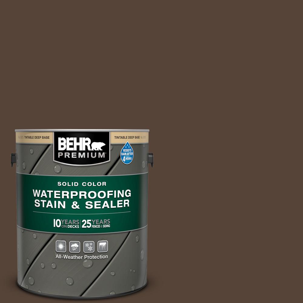 BEHR Premium 1 gal. N1707 Baronial Brown Solid Color Waterproofing Exterior Wood Stain and