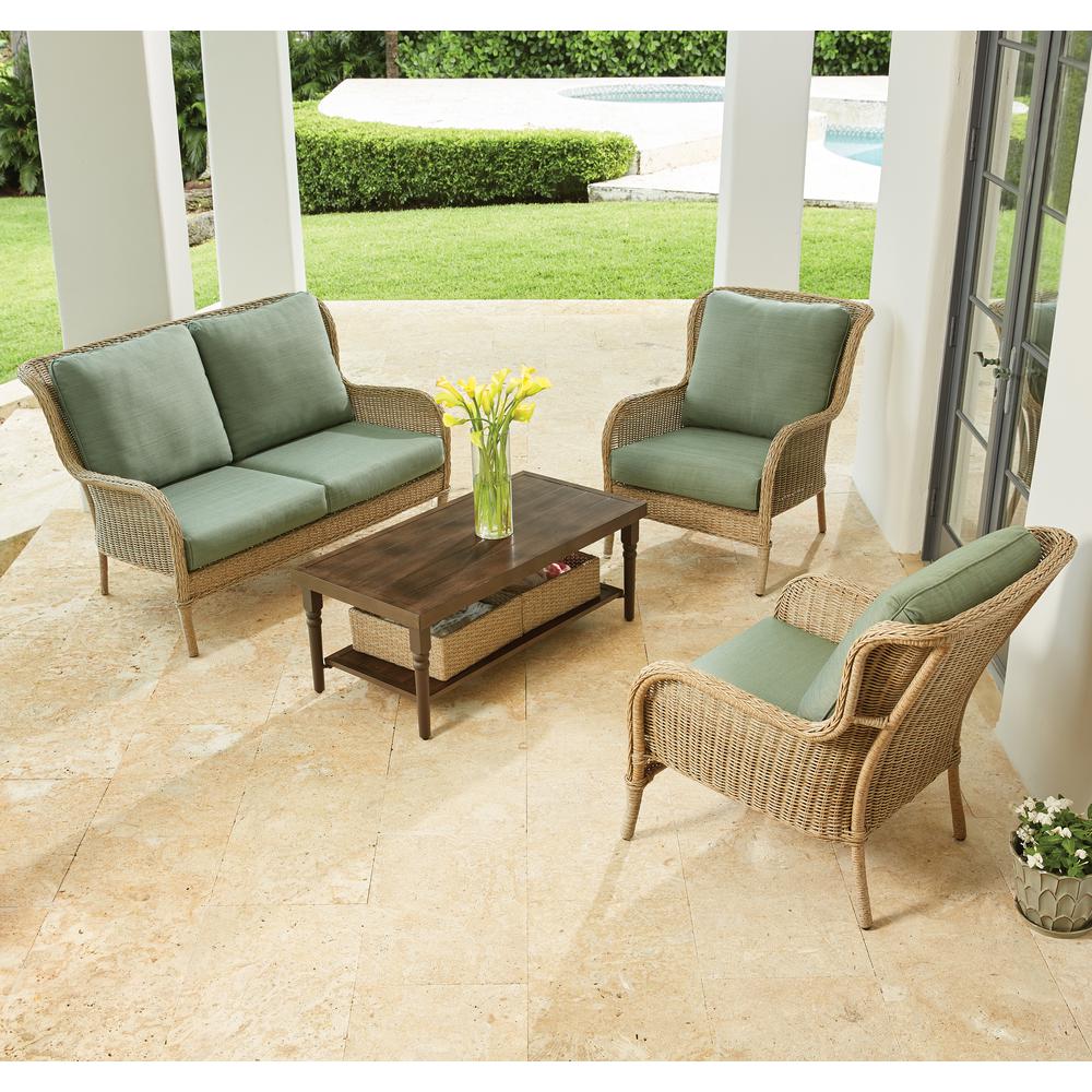 Hampton Bay Lemon Grove 4-Piece Wicker Outdoor Patio Conversation Set