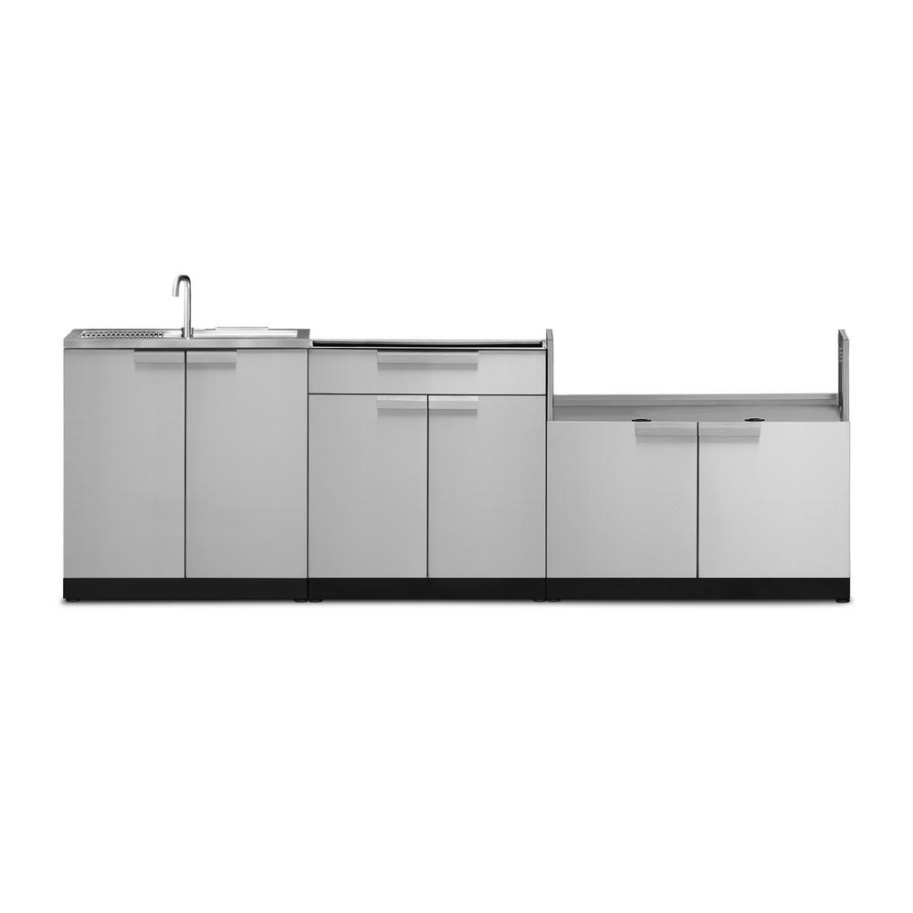 Outdoor Kitchen Storage Kitchens The Home Depot Stainless Steel 3 Piece 104 In W X 36 5 H 24