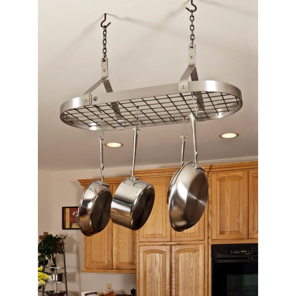 Enclume Handcrafted Contemporary Ceiling Pot Rack With 12 Hooks Enclume Handcrafted Contemporary Ceiling Pot Rack With 12 Hooks Stainless Steel