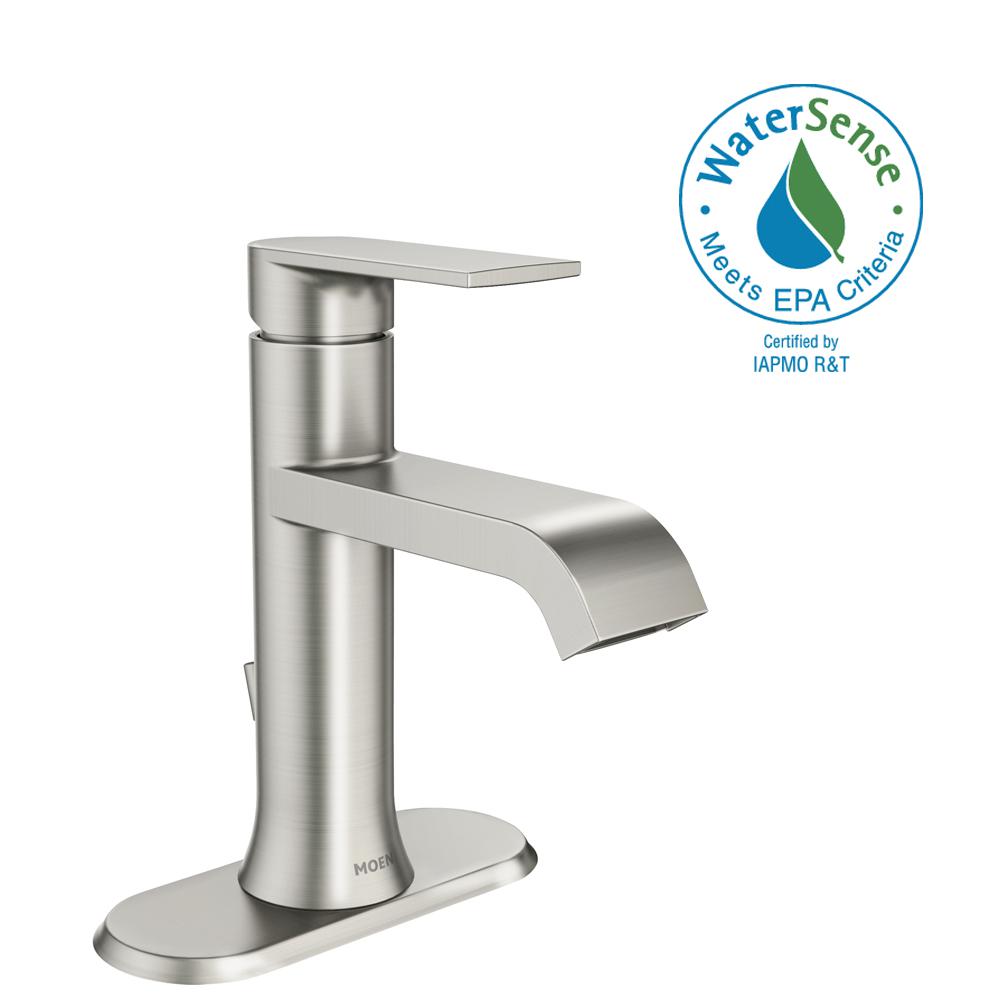 Moen Genta Single Hole Handle Bathroom Faucet In Spot Resist Moen Genta Single Hole Handle Bathroom Faucet In Spot Resist Brushed Nickel