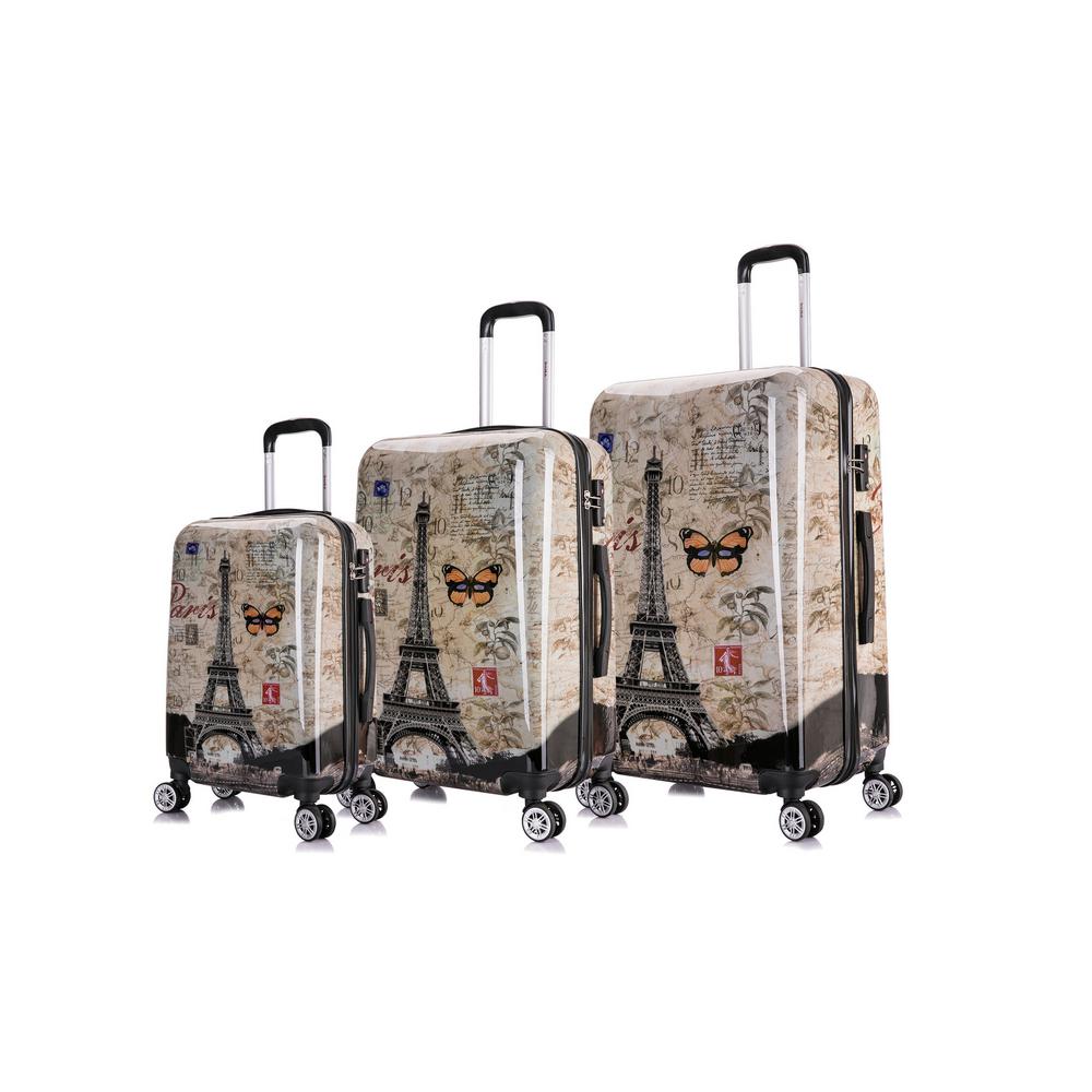 InUSA Lightweight Hardside Checked Spinner 3pc Luggage Set - Paris