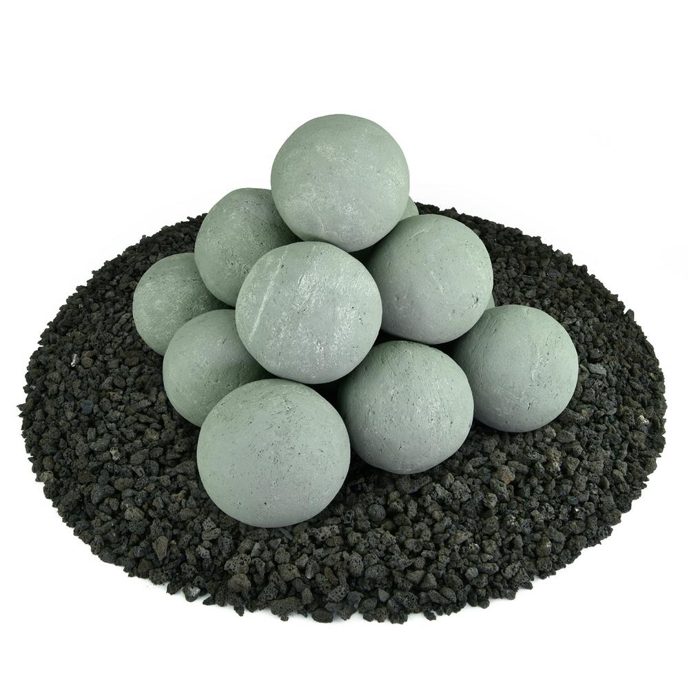 4 In Set Of 14 Ceramic Fire Balls In Pewter Gray 01 0396 The