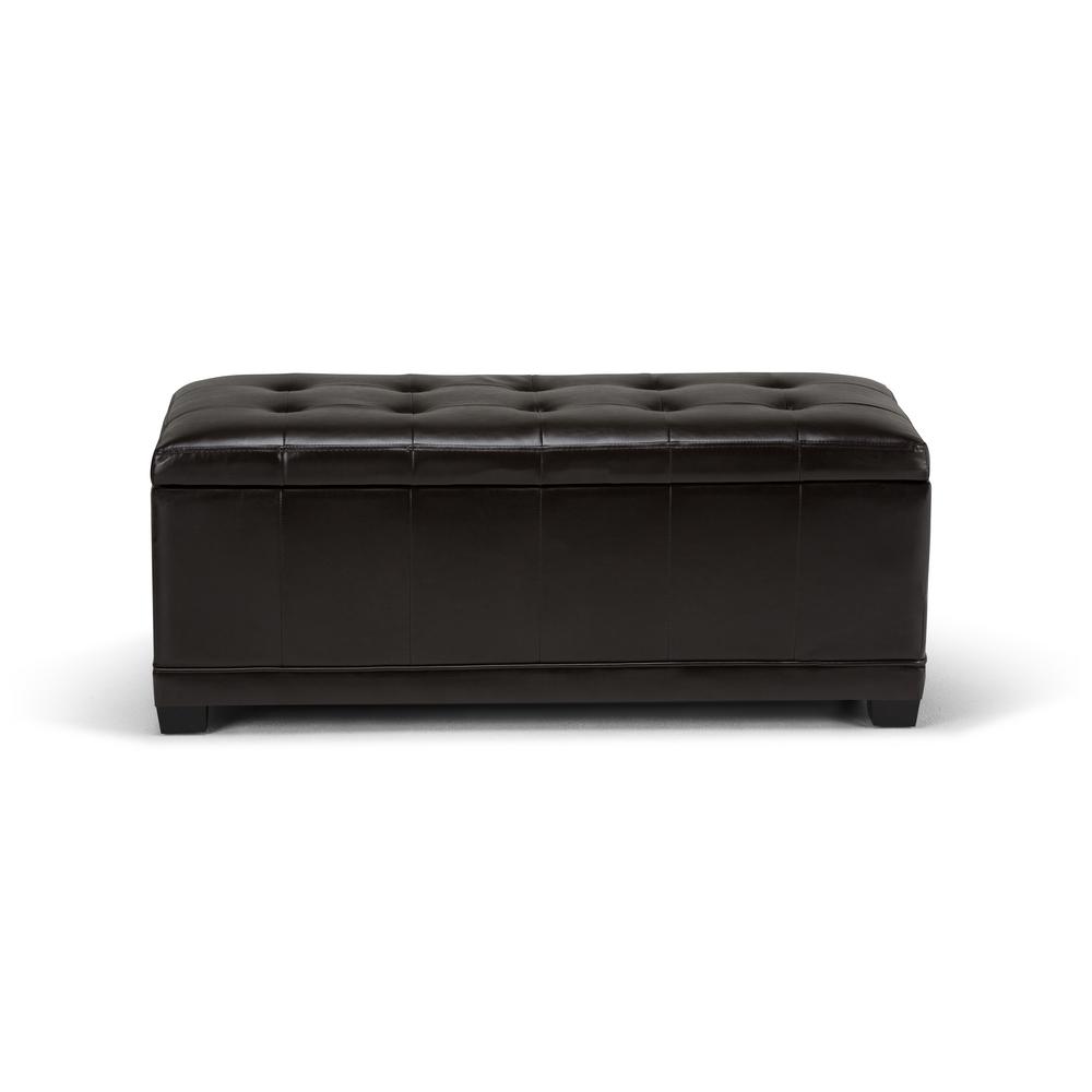 Brooklyn Max Rafferty 45 Inch Wide Contemporary Rectangle Storage Ottoman In Tanners Brown Faux Leather Bmcot 246 Br The Home Depot
