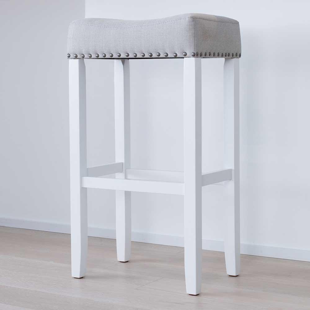 Nathan James Hylie Nailhead 29 In White And Gray Cushioned Bar Hylie Nailhead 29 In White And Gray Cushioned Bar Stool