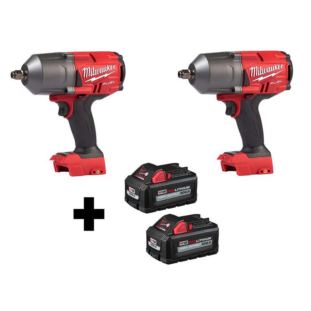 Milwaukee M18 Fuel 18 Volt 1 2 In Lithium Ion Brushless Cordless Impact Wrench W Friction Ring 2 Tool W Two 6 0ah Batteries 2767 2767 48 11 1862 The Home Depot