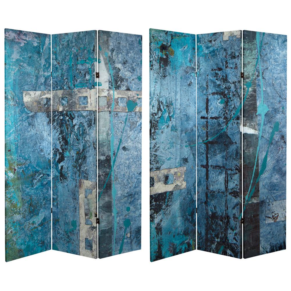 Oriental Furniture 6 ft. Blue Dream Canvas 3Panel Room DividerCAN
