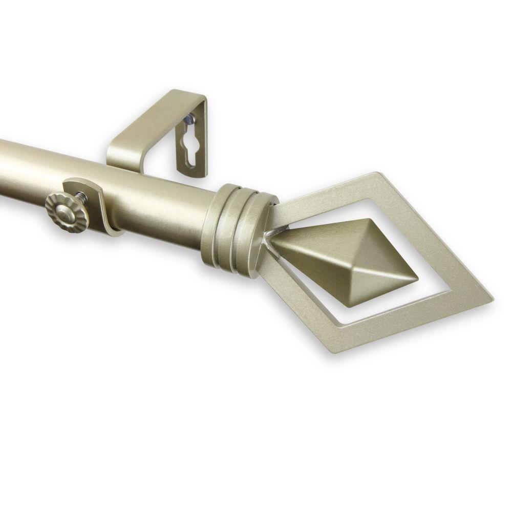 Rod Desyne 120 in. 170 in. Telescoping 1 in. Double Curtain Rod Kit in Light Gold with Twine