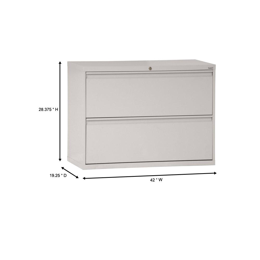 Sandusky 800 Series 42 In W 2 Drawer Full Pull Lateral File Cabinet In Dove Grey Lf8f422 05 The Home Depot