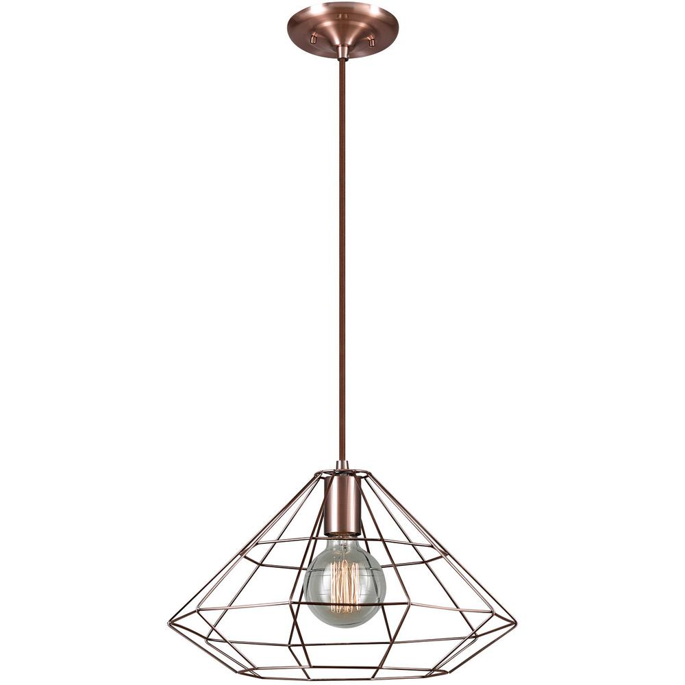 No Shade Copper Cage Pendant Lights Lighting The Home Depot Mahek 1 Light Copper Wire Cage Pendant