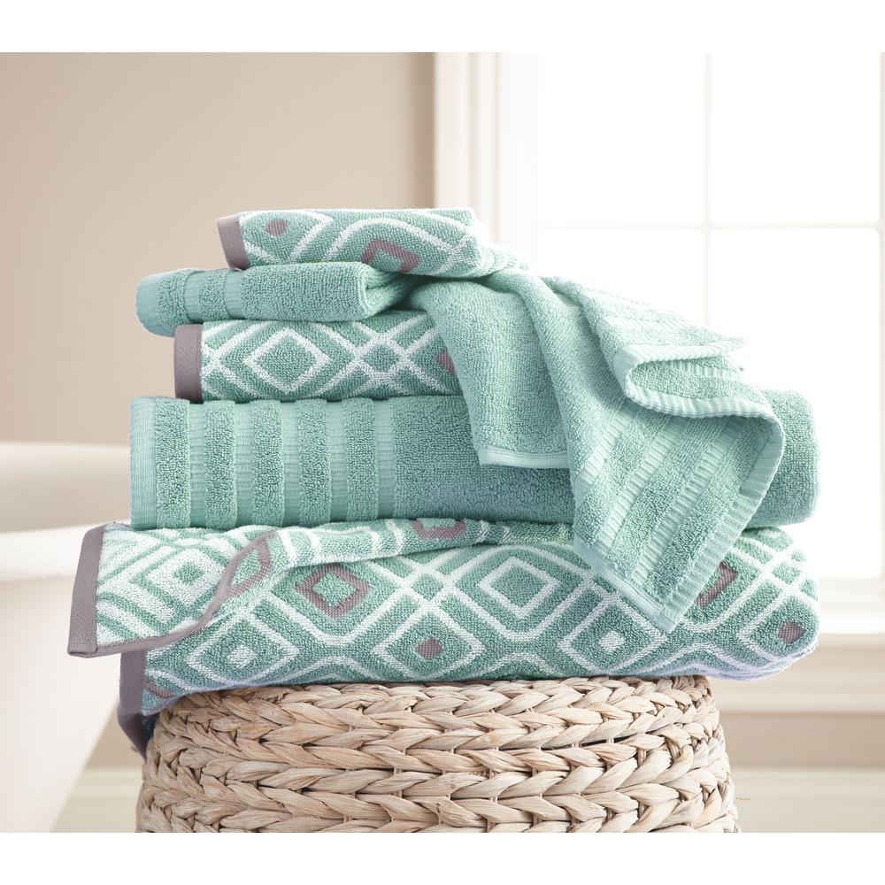MODERN THREADS 6Piece Oxford Aqua Yarn Dyed Towel Set 5YDJQOXGAQAST