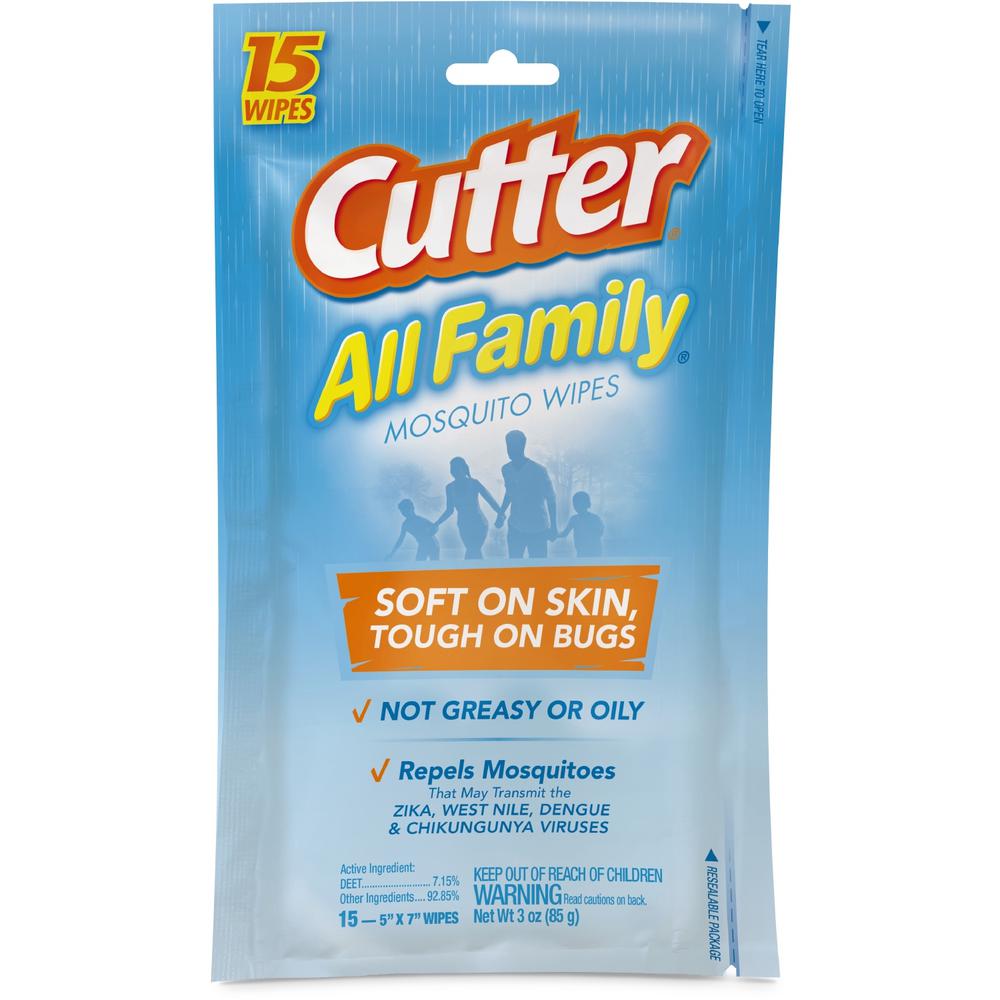 Cutter All Family 15 Ct Mosquito Wipes Insect Repellent With 7 15 DEET   Cutter Bug Spray Hg 95838 1 64 1000 