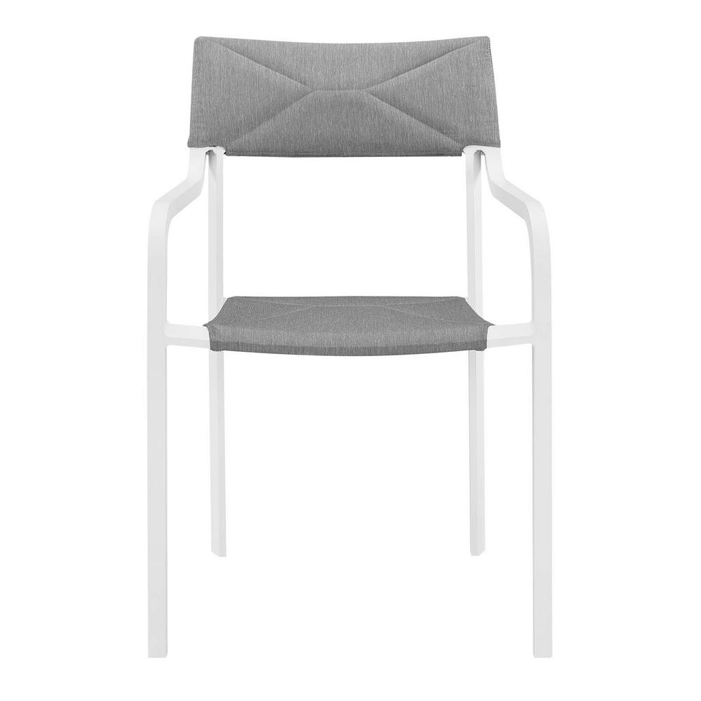 Modway Raleigh Stackable Aluminum Outdoor Dining Chair In White With Gray Cushion Custom Made Chair Sofa Cushions Can Be Expensive But It S Simple To Make Your Own You Just Need Foam In Desired Thickness Cut Size And Polyester Batt
