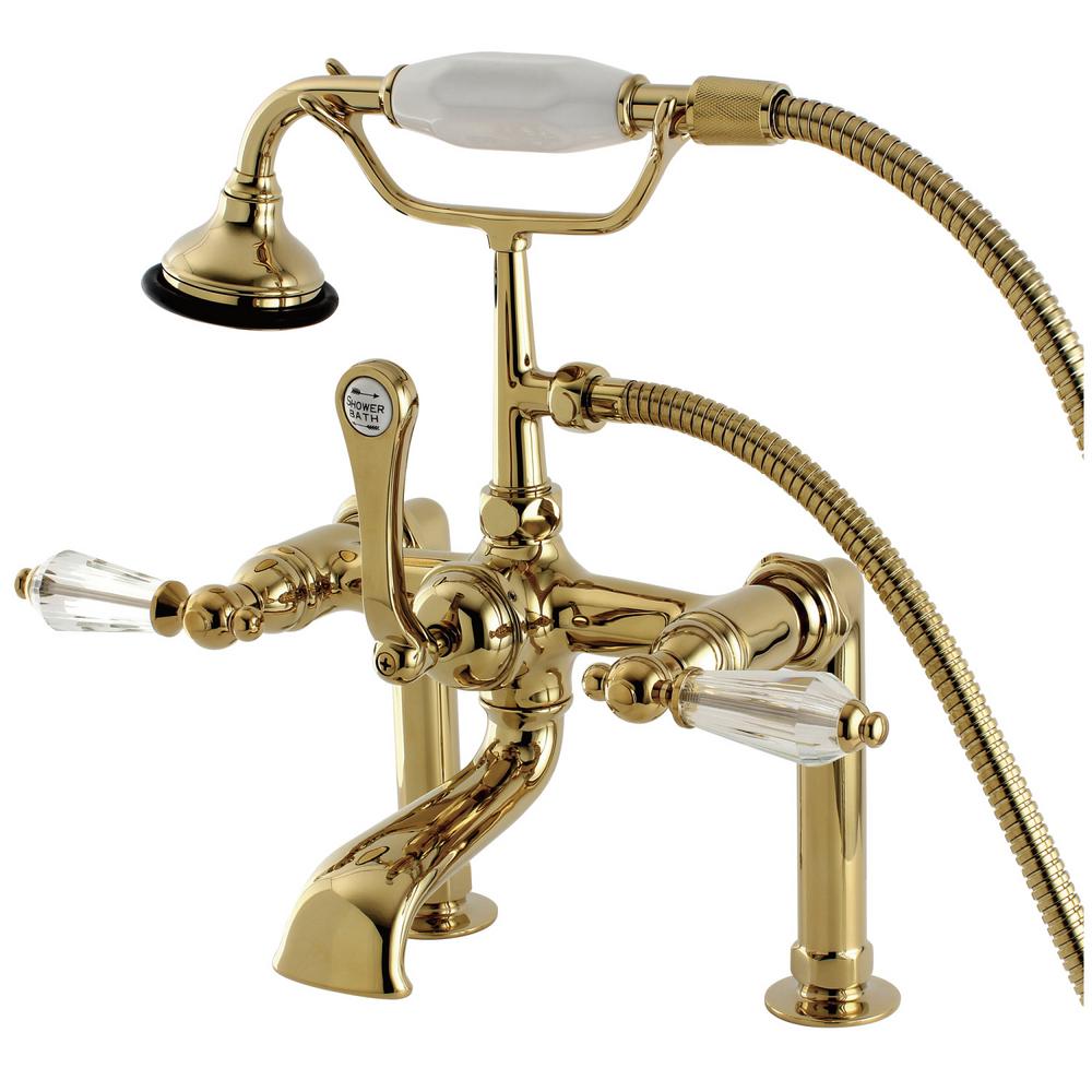 Kingston Brass Crystal Lever 3 Handle Deck Mount High Risers Claw
