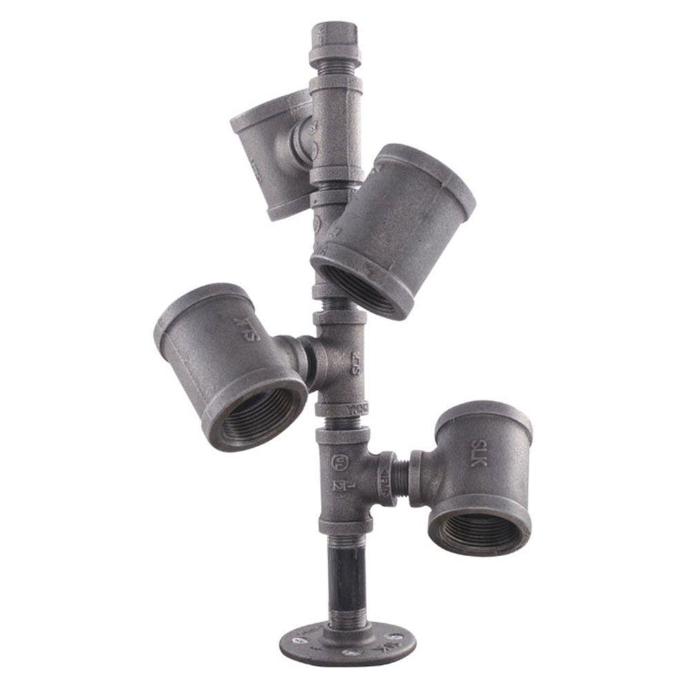 LDR Industries Pipe Decor Black Iron Pipe Wine Rack Kit Industrial Steel Grey by LDR Industries